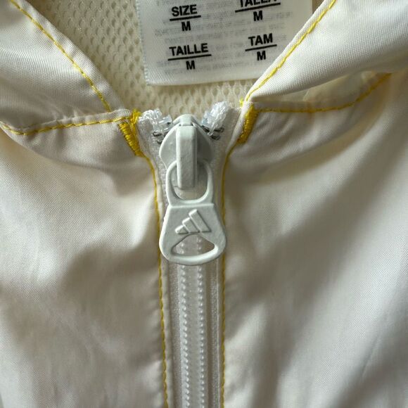 Vintage Adidas 90s Sleeveless Windbreaker Hooded Vest Yellow White M - Picture 7 of 11